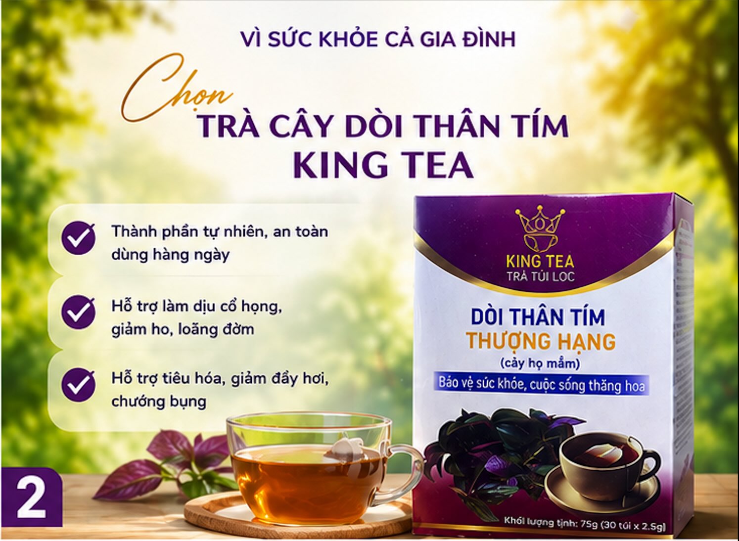 Công dụng Trà Dòi Thân Tím